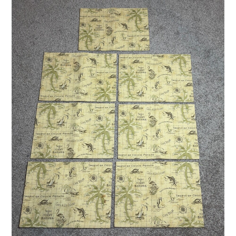 Tommy Bahama Placemats LOT of 7 Tropic Of Couch Potato 13x18" Table Decor Cute